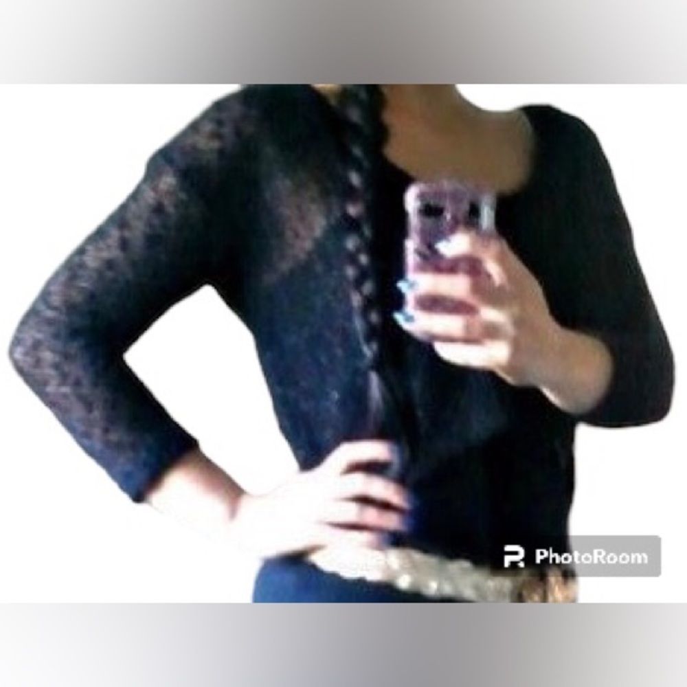 Urban Outfitters Sparkle & Fade Shimmer Knit 3/4 Sleeve Crop Top - Picture 2 of 8